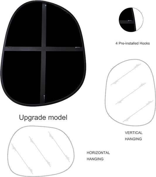Asymmetrical Wall Mirror for Decor 20"*25", Modern Black Framed Wall Mirror for Living Room Bathroom Bedroom Entryway ELE-STOU-0066B