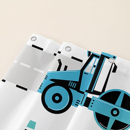 AILONEN Cartoon Kids Truck Shower Curtain,Waterproof Durable,Blue Forklift Truck Excavator Bath Curtain for Boys Girls,Construction Themed Bathroom Decor with 12 Plastic Hooks, 72" W x 72" H