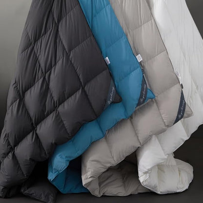 Royoliving Premium Feathers Down Duvet Insert Comforter Queen Size Heavyweight Thickened Winter White 100% Cotton Cover with Corner Tabs (90x90, 60 oz)