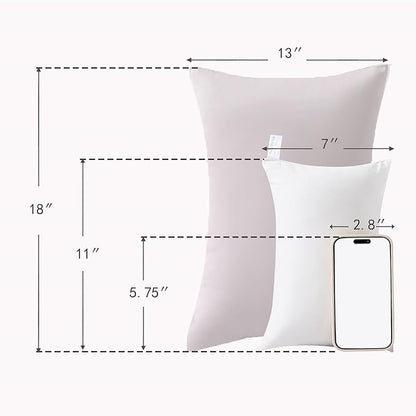 MEILA 2 Pack Cotton Toddler Pillows, 13x18 Pillows for Sleeping and Traveling, Machine Washable Kids Pillows Ideal for Crib, Bed, Cot and Nap, Natural White & Green