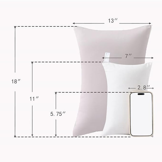 MEILA 2 Pack Cotton Toddler Pillows, 13x18 Pillows for Sleeping and Traveling, Machine Washable Kids Pillows Ideal for Crib, Bed, Cot and Nap, Natural White & Green