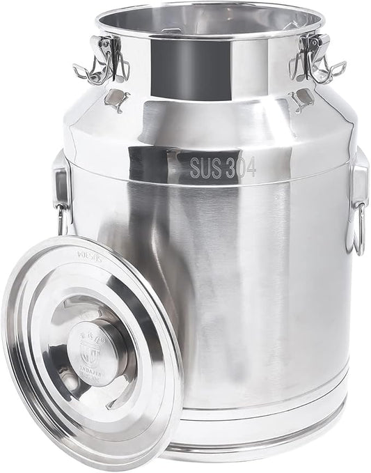 28 Liter 7.8 Gallon Stainless Steel Milk Can Milk Bucket Wine Pail Bucket Large Capacity Milk Can Tote Jug with Sealed Lid and Carry Handle