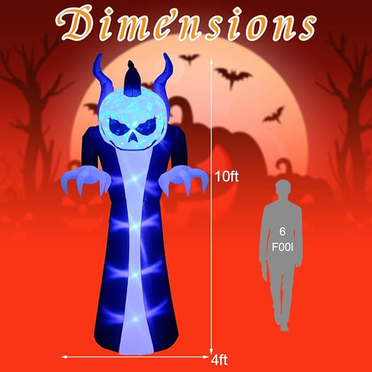10Ft Giant Halloween Inflatables Pumpkin Halloween Decorations Inflatables with LED Light Sandbags Stakes Strings Halloween Inflatables Outdoor Decorations Blow Up Inflatable Holiday Yard Decoration