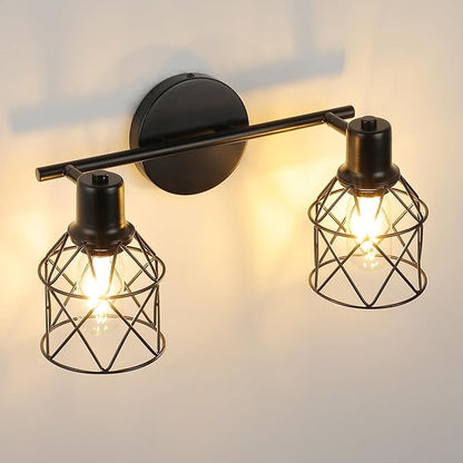 WILON Industrial Track Lighting Fixtures Ceiling, 2 Light Kitchen Ceiling Light Rotatable Spotlight Fixtrues E26 Base Wall Light Fixture, Black Flush Mount Light for Kitchen Hallway Entryway