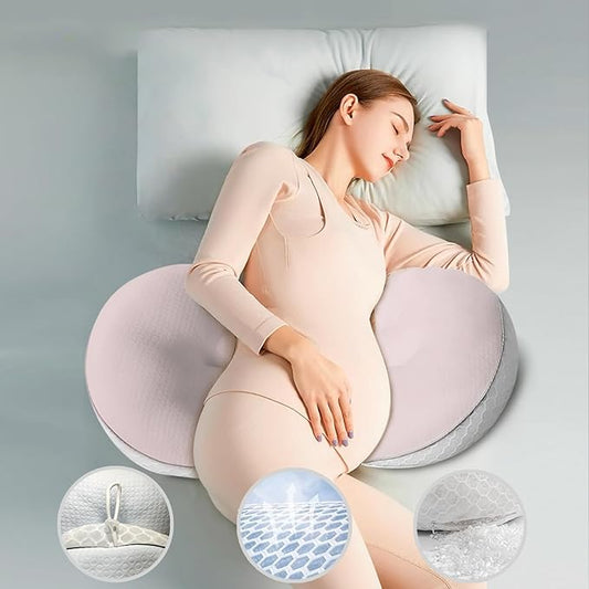 Pregnancy Pillows, PE Filling Body Pillow for Sleeping with Breathable Mesh Cover, Detachable and Adjustable Double-Sided Support for Back, HIPS, Legs and Belly Maternity Pillow (Pink)