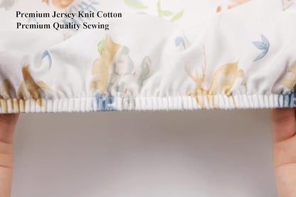 Bassinet Sheets Compatible with Baby Delight Beside Me Dreamer Bassinet, 2 Pack, 100% Jersey Knit Cotton 190GSM, Ultra Soft Breathable, Fox Deer and Elephant