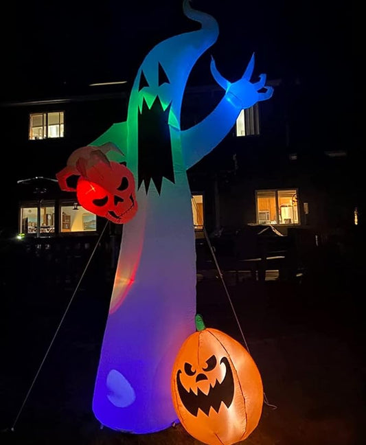 12 Ft Halloween Inflatable Decorations, Ghost Inflatables Outdoors Giant Large Halloween Decor Built-in Led Lights with Tethers, Stakes for Yard, Garden, Lawn Festival Holiday Party