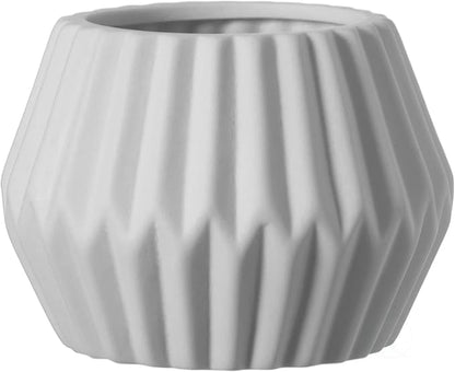 4-In Geometric White Ceramic Table Vase - Modern, Bohemian and Minimalist Decorative Centerpiece for Weddings, Dining & Living Rooms, Offices, Coffee Tables, and Interior Design Accessories