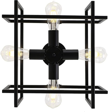 Black Ceiling Light Fixtures - 4-Light Industrial Farmhouse Flush Mount Ceiling Lighting,Vintage Metal Chandelier Ceiling Lamp for Kitchen Living Room Bedroom Hallway Laundry Entryway