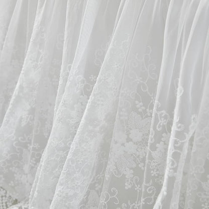 Brandream Boho Bohemian Girl Baby Nursery Lace Crib Bed Skirt Dust Ruffle - Solid Color Romantic Cream Off White Farmhouse Chic 100% Cotton Ruffle Skirt Excellent Quality