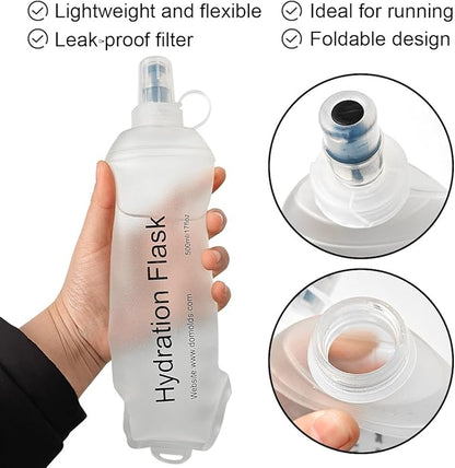 250ml Soft Flask, TPU Collapsible Soft Water Bottle for Hydration Pack, Running Vest, Folding Water Bottle for Hiking Cycling Climbing-1Pcs, White