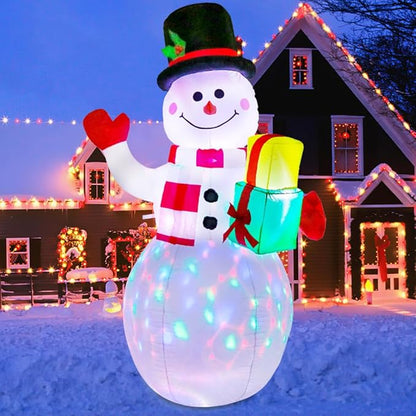 AerWo 5ft Christmas Inflatables Blow Up Yard Decorations, Upgrade Snowman Xmas Inflatable with Rotating LED Lights for Indoor Outdoor Yard Garden Christmas Decorations