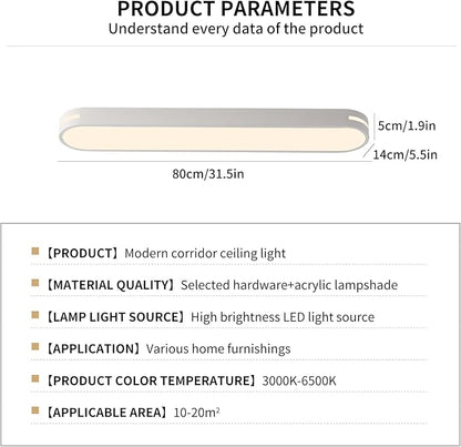Becailyer Modern LED Linear Ceiling Lights, Dimmable LED Ceiling Lamp with Remote Control, 31.4" Metal Flush Mount Ceiling Lighting Fixtures for Living Room Kitchen Dining Room Hallway, White