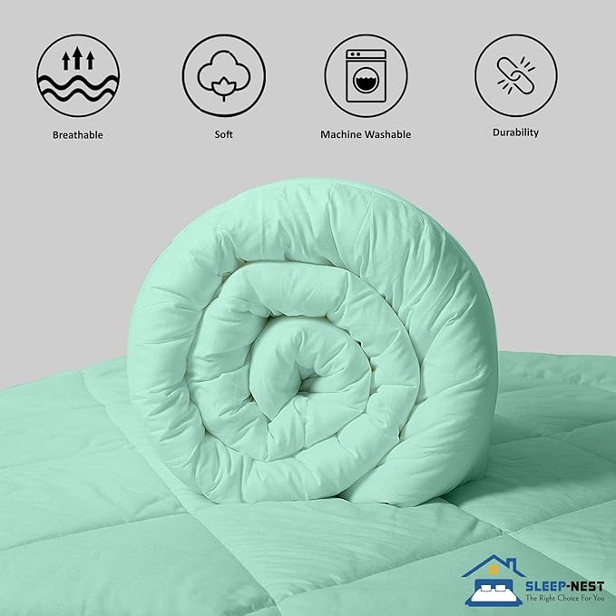 SLEEP-NEST Alaskan King Comforter 136x120 Hotel Luxury Super Soft Down Alternative Pinch Pleat 1 Piece Duvet Insert with 8 Tabs 400 GSM - Extra Wide Oversized King Comforter - Aqua Blue
