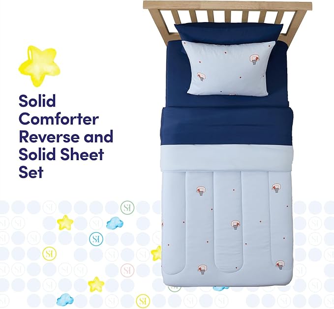 Basketball Comforter Set Twin Size – Bed in a Bag with Sheets, Pillowcases & Shams – Soft Stylish Sports Bedding – All Season Boy’s Basketball Bed Set