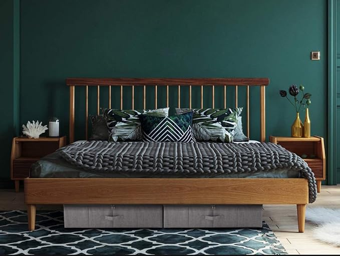 iwill CREATE PRO 3Pcs Collapsible Rigid Underbed Storage Bins, 27.5 * 15.7 * 7", Folding Fabric Storage Boxes for Clothing, Blankets, Shoes in Closet, Wardrobe, Beige