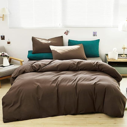 Cottonight Brown Comforter Set King Chestnut Brown Bedding Comforter Set Modern Chocolate Brown Blanket Quilts Modern Dark Brown Bedding Comforter Set for Women Men King Bed