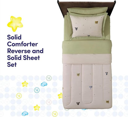 Kids Jungle Safari Comforter Set Twin Size – Bed in a Bag with Savanna Animals, Sheets, Pillowcases & Shams – Soft Bedding with Lions, Giraffes, Elephants, and More – Boys or Girls Bedroom Decor