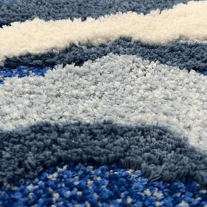 Wave Shape Furry Bedroom Rug, Fluffy Area Rug, Bathroom Rugs, Children's Room, Bathroom Mats,Bath Mats(31.5 x 19.7 in)