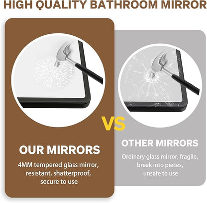 New Upgrade 50X30 Inch Wall Mounted Bathroom Mirror, Black Metal Frame Rounded Rectangle Mirror, Bathroom Vanity Mirror with Tempered Glass for Washroom Bedroom Living Room