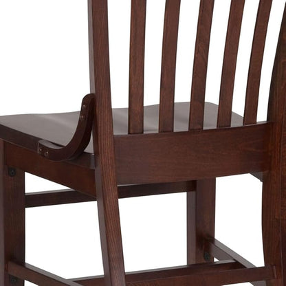 Flash Furniture Hercules Series School House Back Mahogany Wood Dining Chair, Traditional Elegant Wood Restaurant Chair, Walnut Wood
