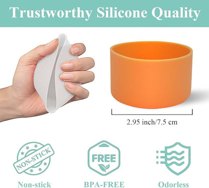2 PCS Silicone Protective Boot for Yeti Rambler 20oz/25oz/30oz/35oz Tumbler, Anti-Slip Protective Silicone Water Bottle Bottom Boot Sleeve Cover for Yeti Tumbler [Orange+Transparent]