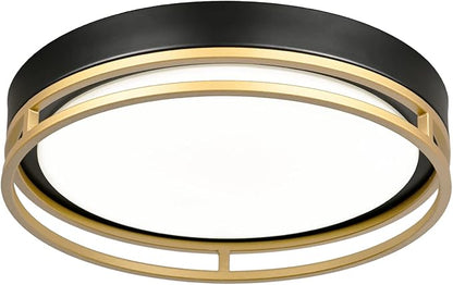 12.5 Inch LED Flush Mount Ceiling Light Fixture, 26W, Super Bright 1700 Lumens, 3 Color 3000K/4000K/5000K, Dimmable Ceiling Lamp for Bedroom Hallway Bathroom Kitchen Laundry (Black Gold)