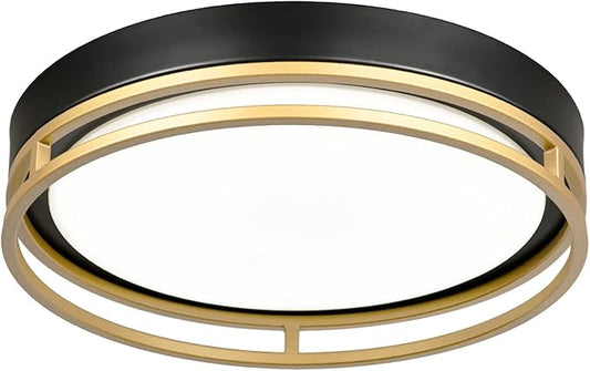12.5 Inch LED Flush Mount Ceiling Light Fixture, 26W, Super Bright 1700 Lumens, 3 Color 3000K/4000K/5000K, Dimmable Ceiling Lamp for Bedroom Hallway Bathroom Kitchen Laundry (Black Gold)