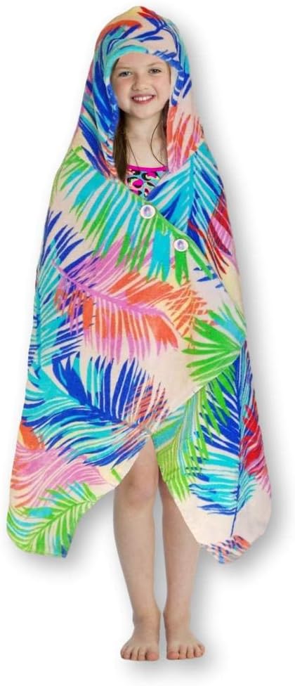 Key West Palms - Kids Hooded Beach Towel and Swimsuit Cover Up with Buttons