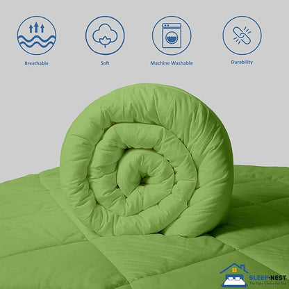 SLEEP-NEST All Season Luxury - Grand King Comforter 106 x 106 Breathable Bedding 1 Piece Down Alternative Pinch Pleat Comforter with 8 Corner Tabs - 350 GSM, Ultra Soft, Lightweight Quilt - Moss