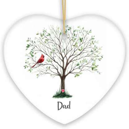in Loving Memory of Mom and Dad Cardinal on a Tree Ornament, Heavenly Christmas Remembrance Gift, Dad Version