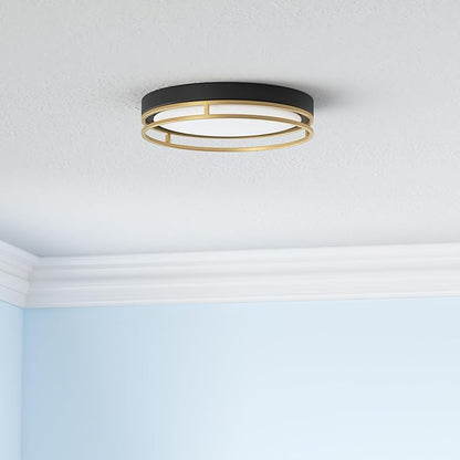 12.5 Inch LED Flush Mount Ceiling Light Fixture, 26W, Super Bright 1700 Lumens, 3 Color 3000K/4000K/5000K, Dimmable Ceiling Lamp for Bedroom Hallway Bathroom Kitchen Laundry (Black Gold)