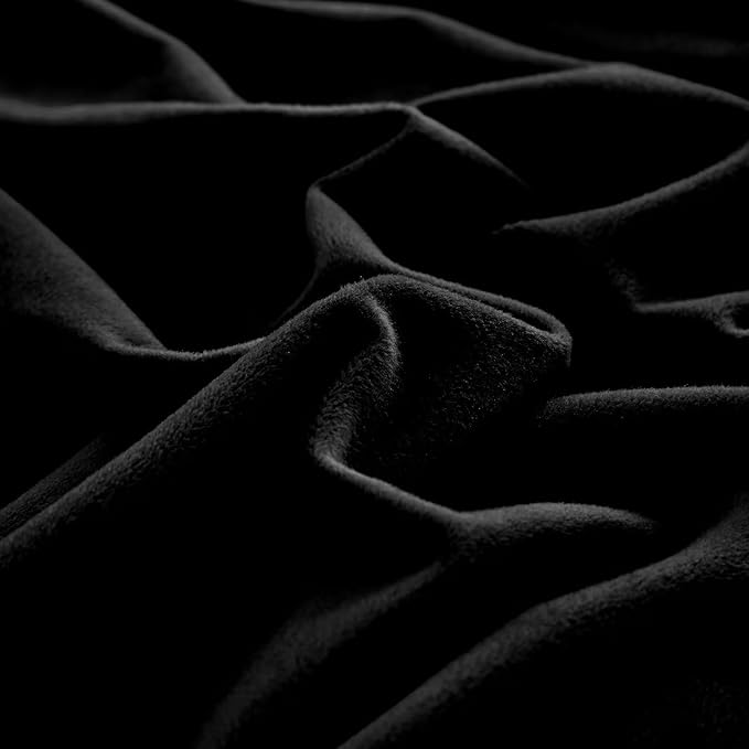 Cottonight Velvet Comforter Set Queen Black Flannel Bedding Comforter Set Dark Color All Black Plush Fluffy Blanket Quilts Modern Winter Warm Thick 3 Piece Soft Solid Black Bedding Set for Women Men