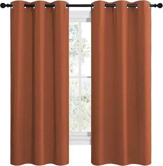 NICETOWN Bedroom Halloween Blackout Curtains 68 inches Long, Privacy and Thermal Insulated Blackout Drapes for Windows (Burnt Orange, 1 Pair, 42 x 68 inches)