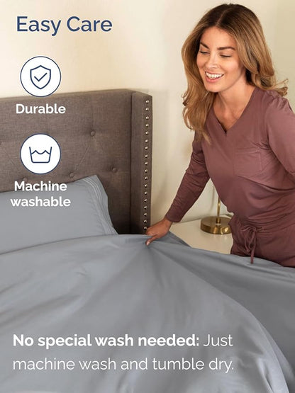 Extra Deep Twin XL Sheet Set - 4 Piece Breathable and Cooling Sheets - Hotel Luxury Bed Sheets Set - Easy Fit - Soft, Wrinkle Free and Comfy Sheets Set - Steel Blue Sheet Set with Extra Deep Pockets