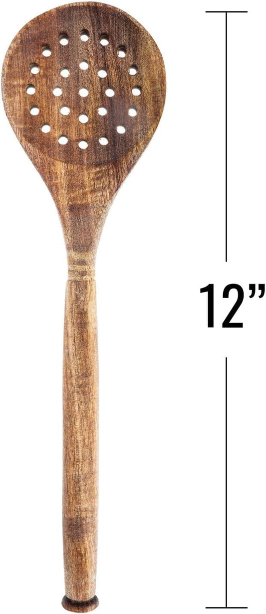 Labrea Life and Home 1pc Solid Acacia Wood Skimmer Kitchen Utensils Cooking Baking Home Essentials 12 Inch