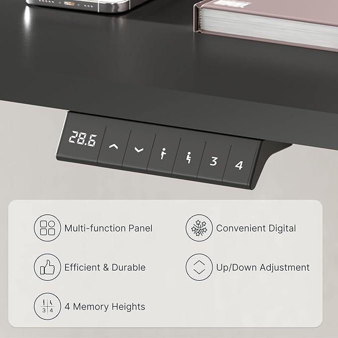 FLEXISPOT EN2 Whole-Piece Standing Desk with Clamp Power Strip, 55 x 28” Electric Stand Up Height Adjustable Desk with Cable Management (Black Frame + 55" Black Top, 2 Packages)