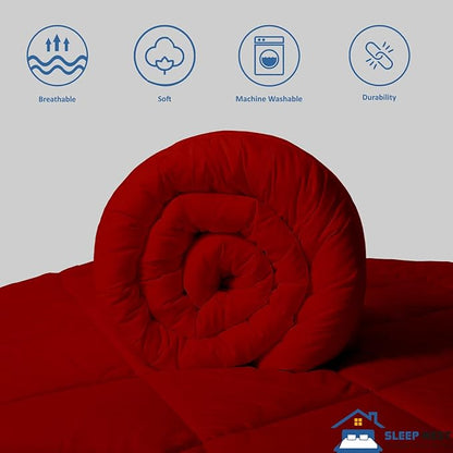 SLEEP-NEST Oversized Queen Comforter 98 x 98 - Hotel Luxury 1 Piece Down Alternative Pinch Pleat Comforter with 8 Corner Tabs - All Season Ultra Soft Pintuck Quilt 350 GSM - Lightweight - Burgundy
