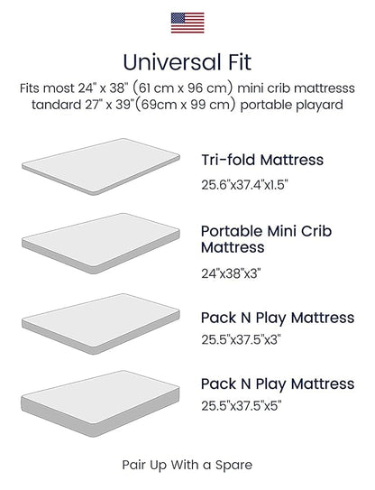 TotAha Premium Stretchy Pack N Play Playard Sheets | Mini Crib Sheets (2-Pack)-Hypoallergenic, Silky Comfort, AButtery Soft, Calming Effect, All-Season Jersey-Knit (Rainbow & Tie dye)