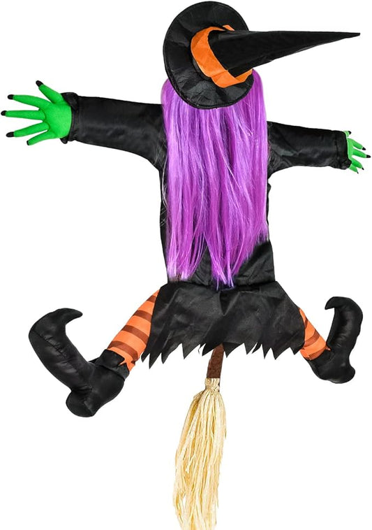 Betty Bash Crashing Witch into Tree Halloween Yard Decorations,(54" H) Large Crashing Witch into Tree