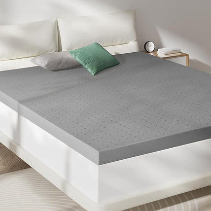 Twin Mattress Topper-Extra Firm 3 Inch High Density Foam Bed Topper with Ventilated Design for Extra Weight, Back Pain Relief-Charcoal Infusion,CertiPUR-US