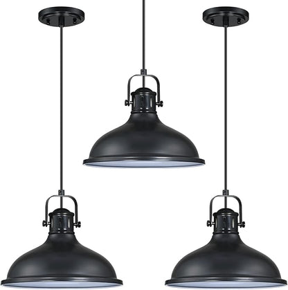 Doraimi Lighting 3 Pack 1 Light Pendant Light Industrial Vintage Fixtures Metal Chandelier Lights Painting Black Finish,Ceiling Lamp for Kitchen Home Island Dining Room Bedroom Farmhouse