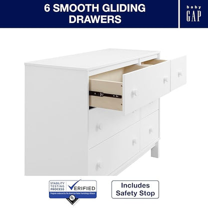 GAP babyGap Legacy 6 Drawer Dresser with Interlocking Drawers - Greenguard Gold Certified, Bianca White