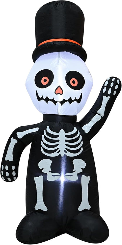 TRMESIA 4FT Halloween Inflatable Skeleton Decoration with Lights, Blow up Skull for Outdoor Yard Garden Decorations on Halloween 24HLW-03-03