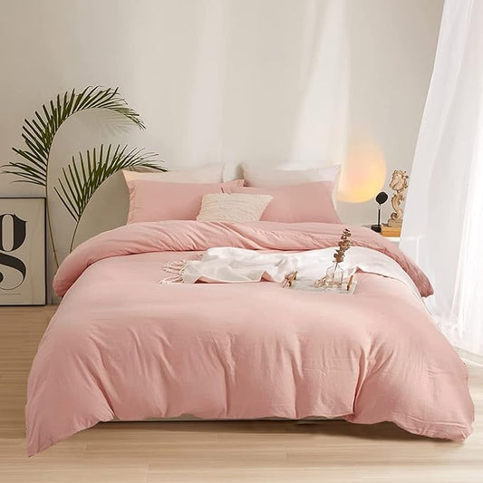 Wellboo Blush Pink Comforter Set Twin Size Bean Pink Bedding Comforter Sets for Women Girls Solid Pink Quilts Soft Modern Dusty Red Bed Blankets Light Pink Warm Minimalist Bedding with 2 Pillowcases