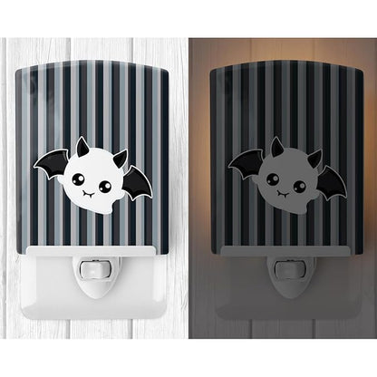 Caroline's Treasures BB6964CNL Halloween Ghost Bat Ceramic Night Light Compact, UL-Certified, Ideal for Bedroom, Bathroom, Nursery, Hallway, Kitchen, 6x4x3, Multicolor