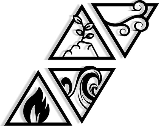 MAX WOODY 4 Elements Wall Art Decor Yoga Wall Decor Earth Wind Fire Water Elements Southwest Outdoor Wall Art (11" W x 11" H/30x30 cm) Each One