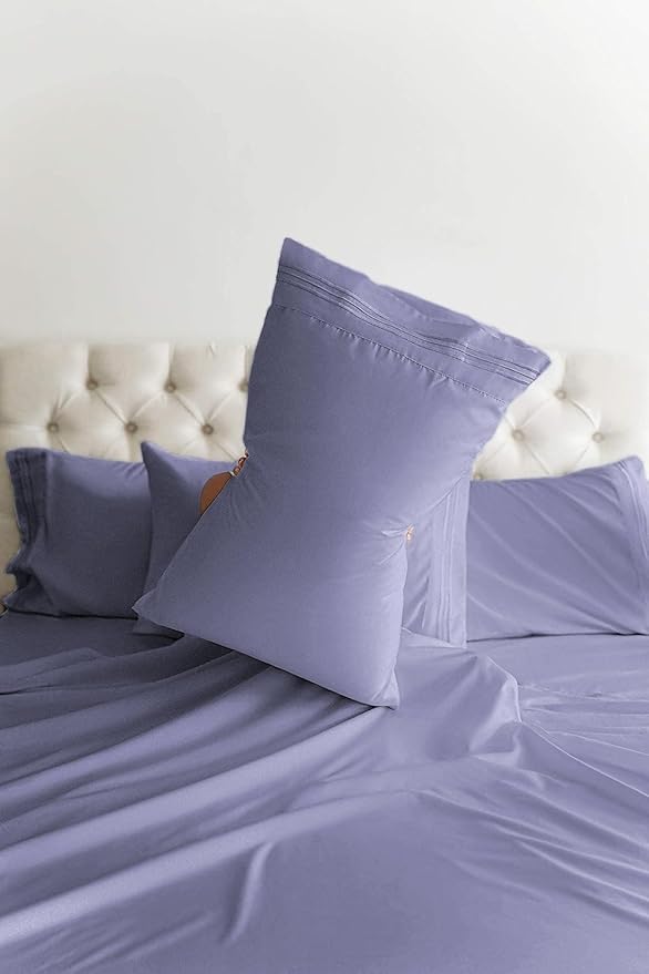 CGK Linens Queen 6 Piece Sheet Set - Cooling Sheets for Hot Sleepers - Hotel Luxury Bedding Set with 8-16 Inch Deep Pockets - 1 Flat & 1 Fitted & 4 Pillowcases - Soft, Comfy & Wrinkle Free - Lavender