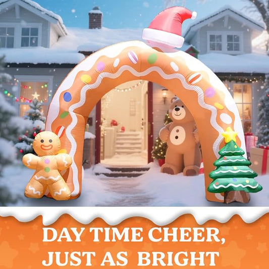 GARIG 13FT Christmas Inflatables Gingerbread Archway Outdoor Decorations, Christmas Blow Up Yard Decorations with Built-in LEDs for Xmax Outdoor Party, Yard, Garden