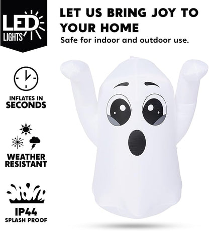 Joiedomi 5 FT Tall Halloween Inflatable Ghost Outdoor Decoration, Inflatable Halloween Ghost Decor Outdoor with Rotating Light, Blow Up Yard Decoration for Party Lawn Garden Decor